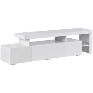 73.20 in. White Modern Style LED Lights TV Stand with UV High Gloss Surface and DVD Shelf, Fits TV's up to 70 in. TV