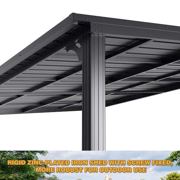 VEIKOUS 13 ft. W x 10 ft. D Aluminum Pergola Outdoor with Dark Gray  Retractable Canopy PG0202-02-9 - The Home Depot