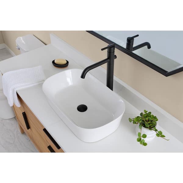 Cymira Oval 23 in. Vessel Bathroom Sink in White Ceramic Fireclay