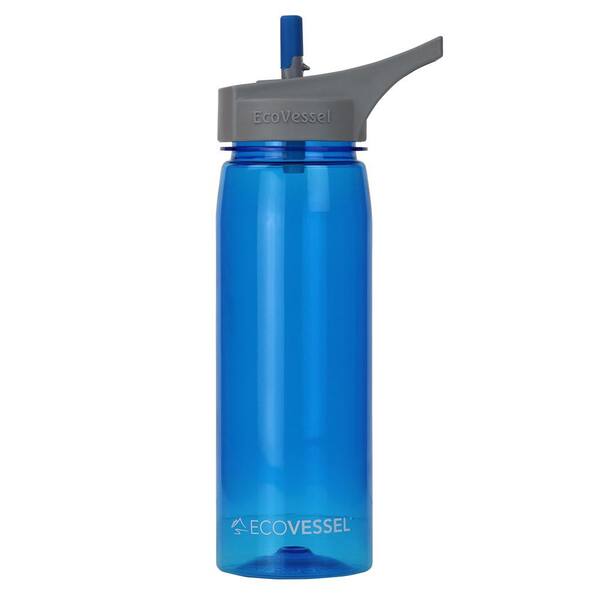 Eco Vessel 25 oz. Wave Tritan Plastic Bottle with Straw Top - Boulder Blue