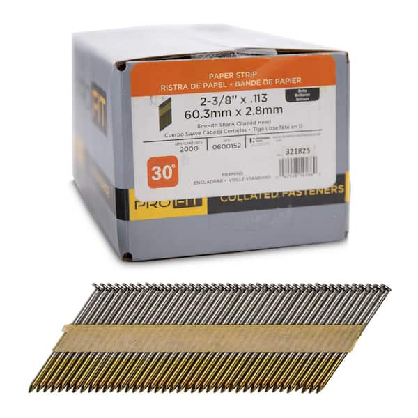 2-3/8 in. x 0.113 30 ° Bright Finish Smooth Shank Paper Tape Framing Nails (2000-Per Box)