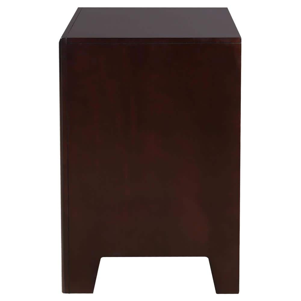 Transitional Brown 2-Drawer Wooden Nightstand