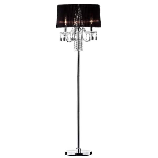 OK LIGHTING 59.75 in. Silver Crystal Drop Floor Lamp