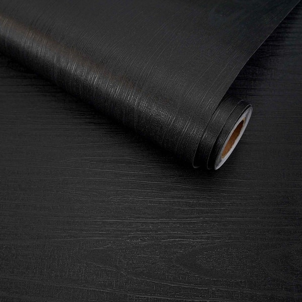 Black Wood Grain Peel and Stick Wallpaper Roll Vinyl Self Adhesive Contact Paper for Countertop (Covers 30.78 sq. ft.)