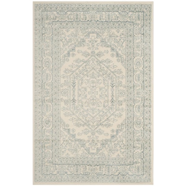 SAFAVIEH Adirondack Ivory/Slate 4 ft. x 6 ft. Border Medallion Area Rug