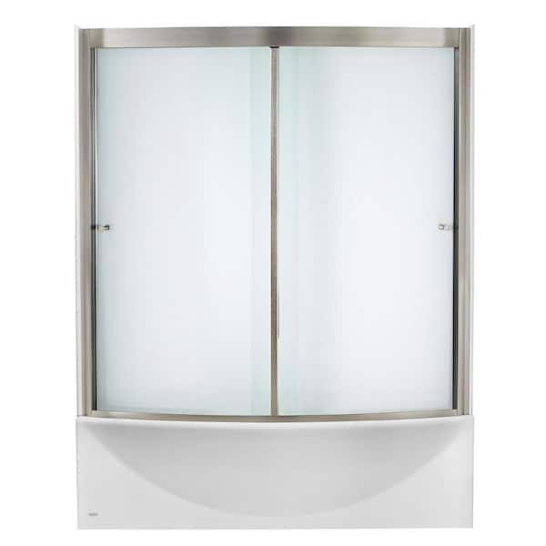 American Standard Ovation 60 in. x 58 in. Framed Sliding Tub/Shower Door in Satin Nickel