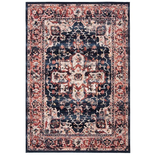 SAFAVIEH Charleston Navy/Red 5 ft. x 8 ft. Border Area Rug