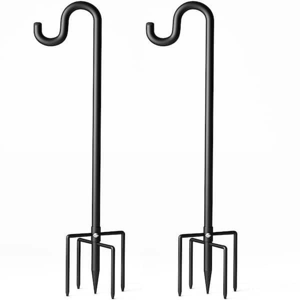 76 in. Black Metal Shepherd Hook (2-Pack)
