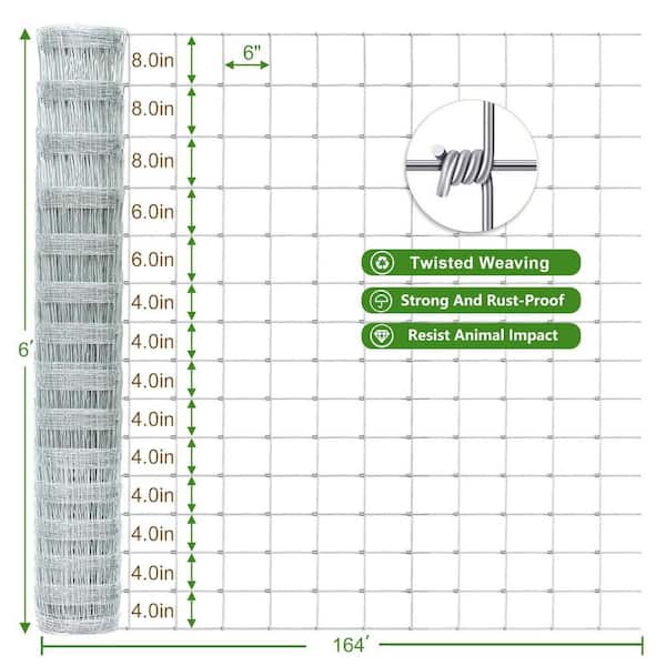 72 in. x 164 ft. Hot-Dip Galvanized Farm Wire Mesh for Cattle Fence, Farm Animal Yard, Precision Welding