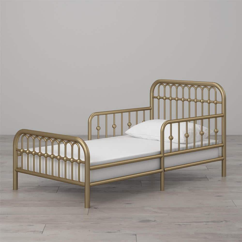 Classic Gold Metal Arched Toddler Bed with Safety Rails