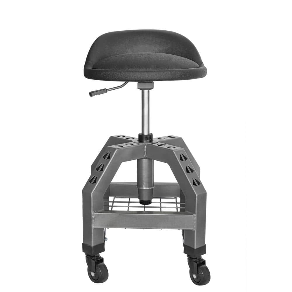 BRIDGELAND 18.5 in. Adjustable Height 360° Swivel Rolling Shop Stool ...