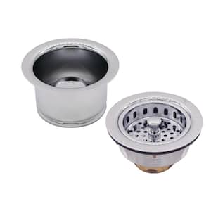 COMBO PACK 3-1/2 in. Post Style Kitchen Sink Strainer and Extra-Deep Collar Disposal Flange/Stopper, Polished Chrome