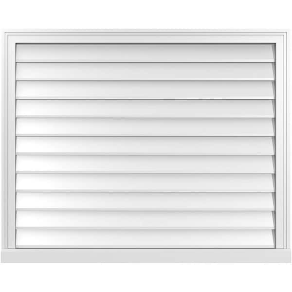 Ekena Millwork 42 in. x 34 in. Vertical Surface Mount PVC Gable Vent: Decorative with Brickmould Sill Frame