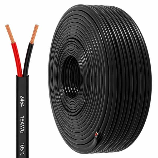 18 AWG 2 Conductor Electrical Wire 30 Ft CCA PVC Cord 12V 24V DC Low Voltage Flexible Cable for LED Autom