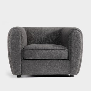 Katie Gray Boucle Polyester Fabric Accent Barrel Chair With Wood Legs