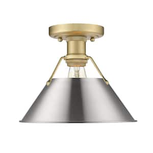 Orwell 10 in. 1-Light Brushed Champagne Bronze and Pewter Flush Mount