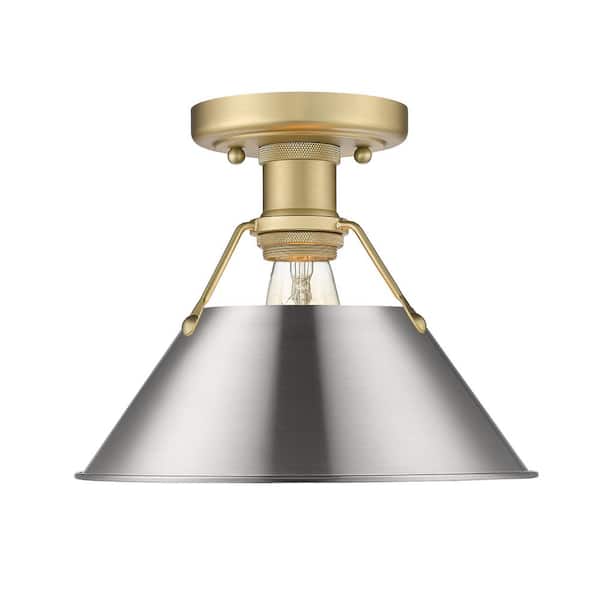 Golden Lighting Orwell 10 in. 1-Light Brushed Champagne Bronze and Pewter Flush Mount