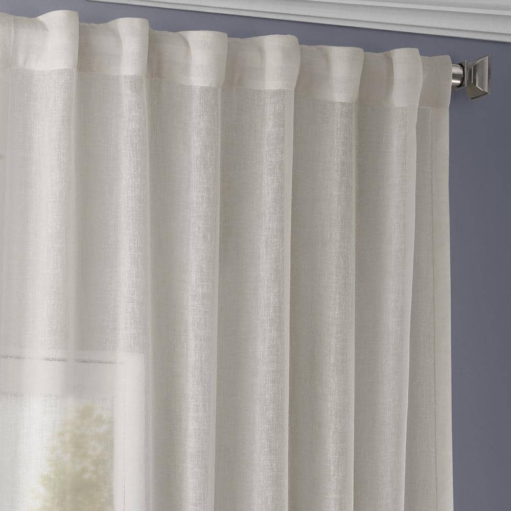 Gardenia Sheer Faux Linen 96-Inch Window Panel