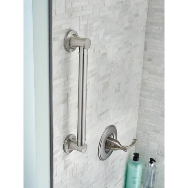 Carlisle 16 in. Decorative Grab Bar in SpotShield Satin Nickel