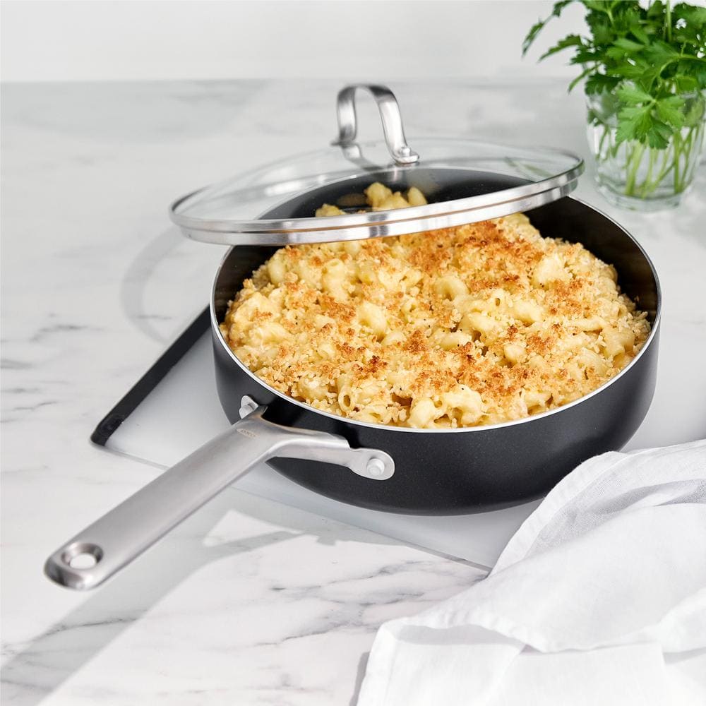 Black 5QT Non-Stick Aluminum Saute Pan with Lid