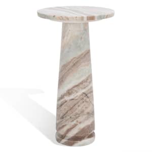 Valentia 10 in. White Round Marble End Table