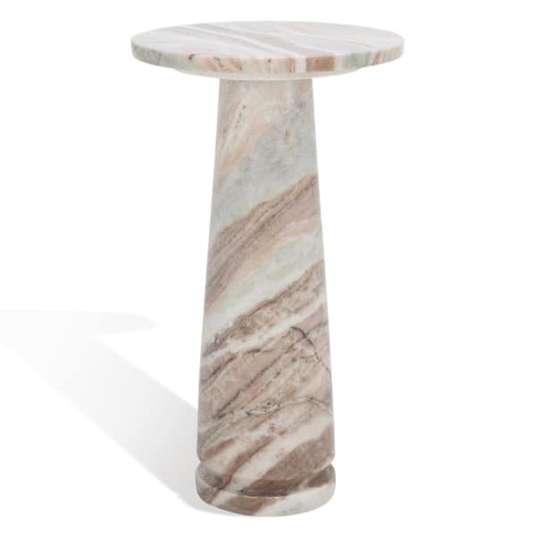 SAFAVIEH Valentia 10 in. White Round Marble End Table