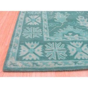 Green 7 ft. 9 in. x 9 ft. 9 in. Hand-Tufted Wool Overdyed Area Rug