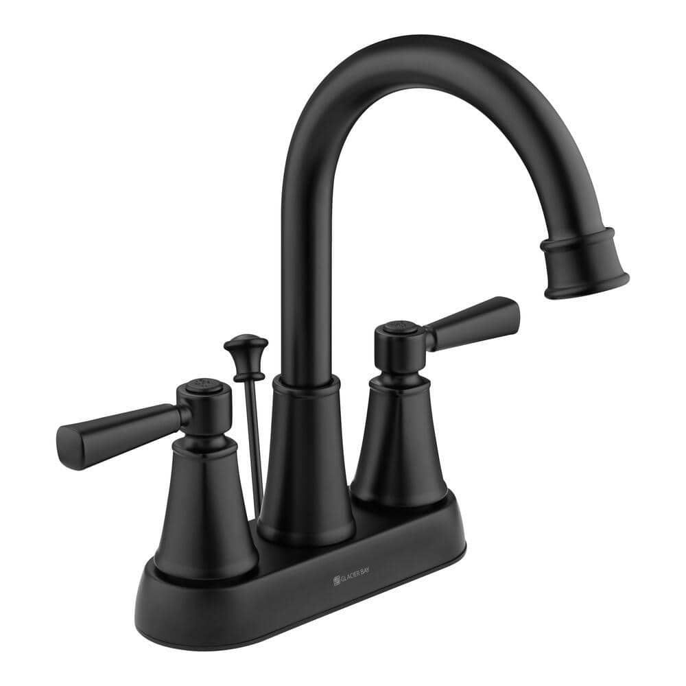 Matte Black Double Handle High-Arc Bathroom Faucet