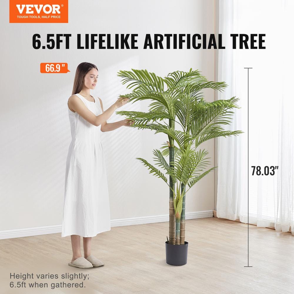 6.5 FT Green Plastic Potted Palm Floor Plant