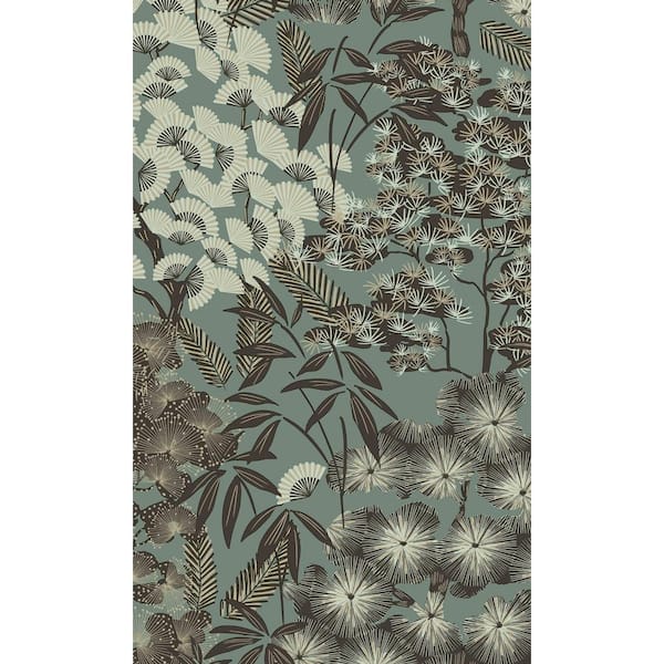 Walls Republic Green Oriental Leaves Tropical Printed Non-Woven Paper Non Pasted Textured Wallpaper 57 sq. ft.