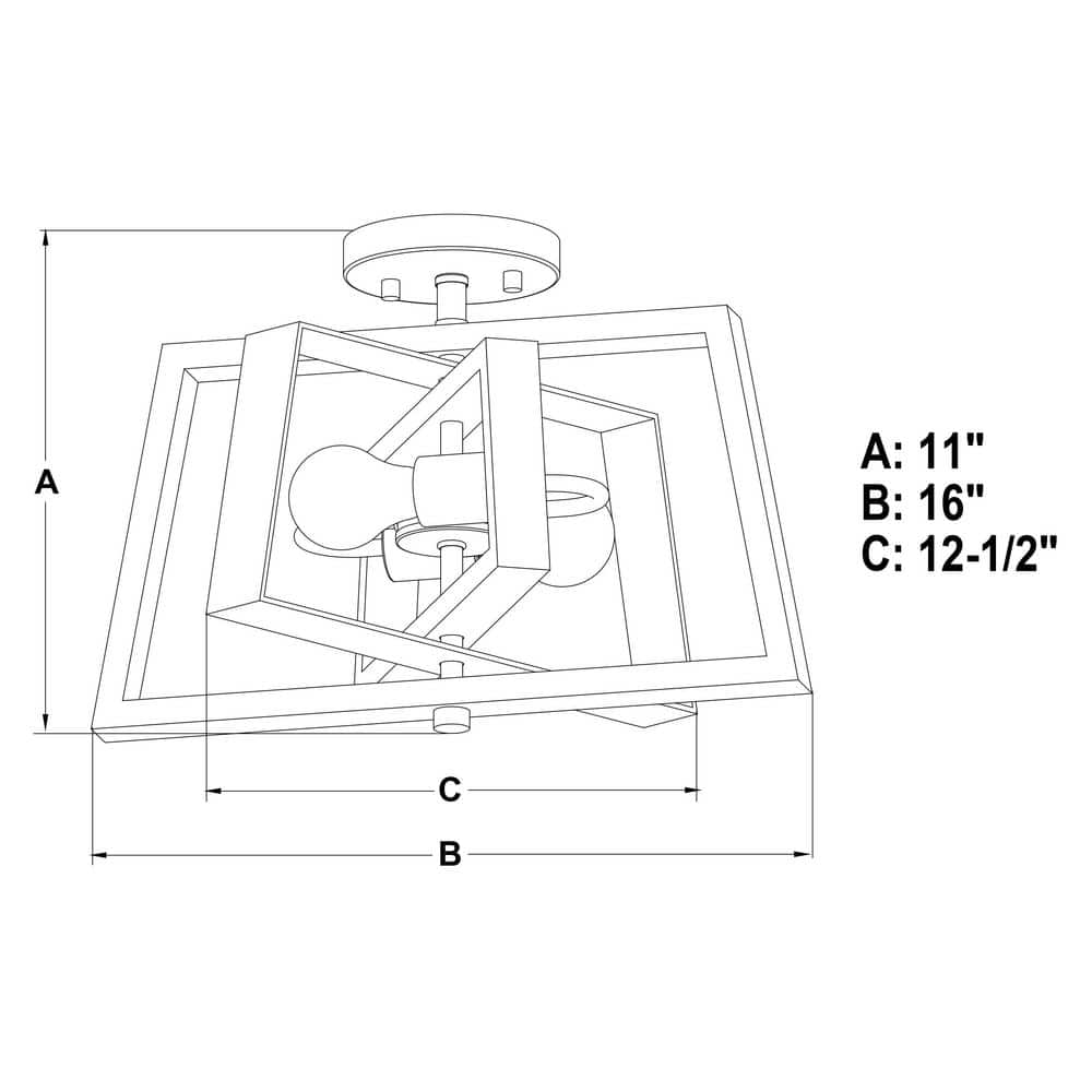 Dunning 16" Brass and Chestnut Semi-Flush Mount Ceiling Light