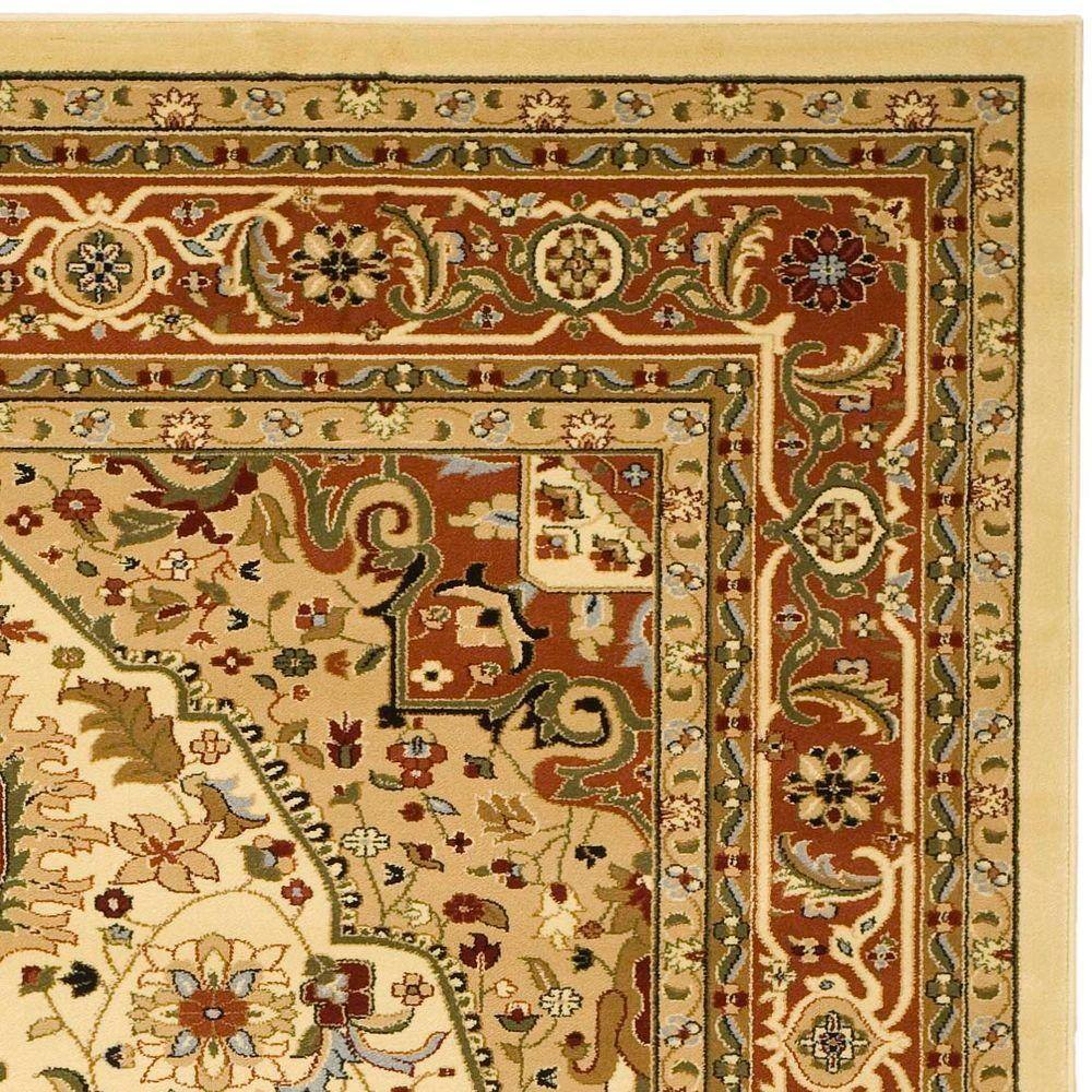 Ivory and Rust Floral Synthetic 4' x 6' Area Rug