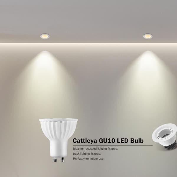 C Cattleya 75-Watt Equivalent - The (6-Pack) Track CAB201-3K Home LED GU10 White Recessed Dimmable Bulb Flood Lighting Depot 3000K Light Warm 90+ CRI in