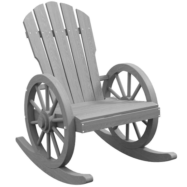 Outsunny Fir Wood Outdoor Rocking Chair Gray Holds Up to 250 lbs.