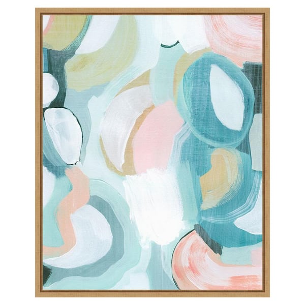 Amanti Art Pastel Garden Abstraction II by Grace Popp 23 in. W x 28 in. H Canvas Float Frame in Brown