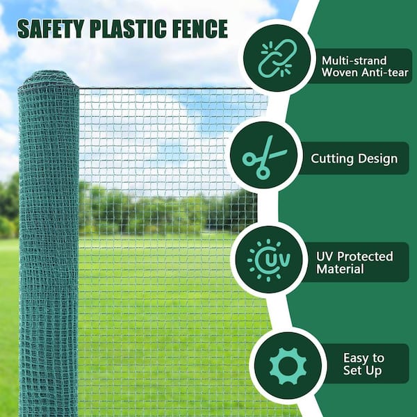 Non Electric Fence Netting 40 in. x 100 ft. Portable Movable Livestock Nets Mesh for Chickens in Backyard, Garden