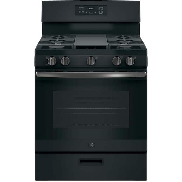 GE 30 in. 5.0 cu. ft. Gas Range in Black Slate, Fingerprint Resistant