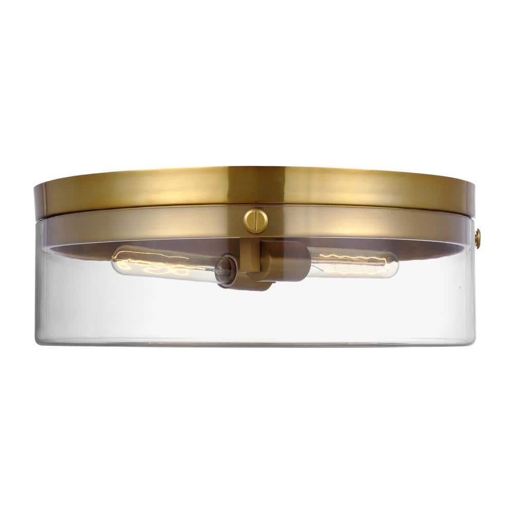 Garrett Medium 18.375 in. 2-Light Burnished Brass Flush Mount with Clear Glass Shade price history on PriceWatchPro