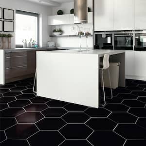 Textile Basic Grand Hex Black 19 in. x 22 in. Porcelain Floor and Wall Tile (13.2 sq. ft./Case)