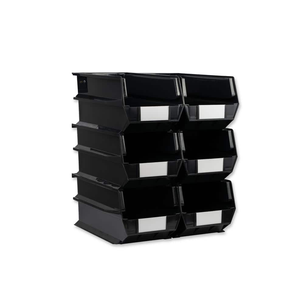 LocBin 14-3/4 in. L x 8-1/4 in. W x 7 in. H Black Stacking, Hanging, Interlocking Polypropylene Bins, 6 CT price history on PriceWatchPro