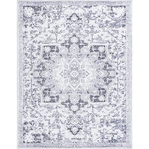 Renaissance Roma Light Gray 8 ft. x 10 ft. Machine Washable Area Rug