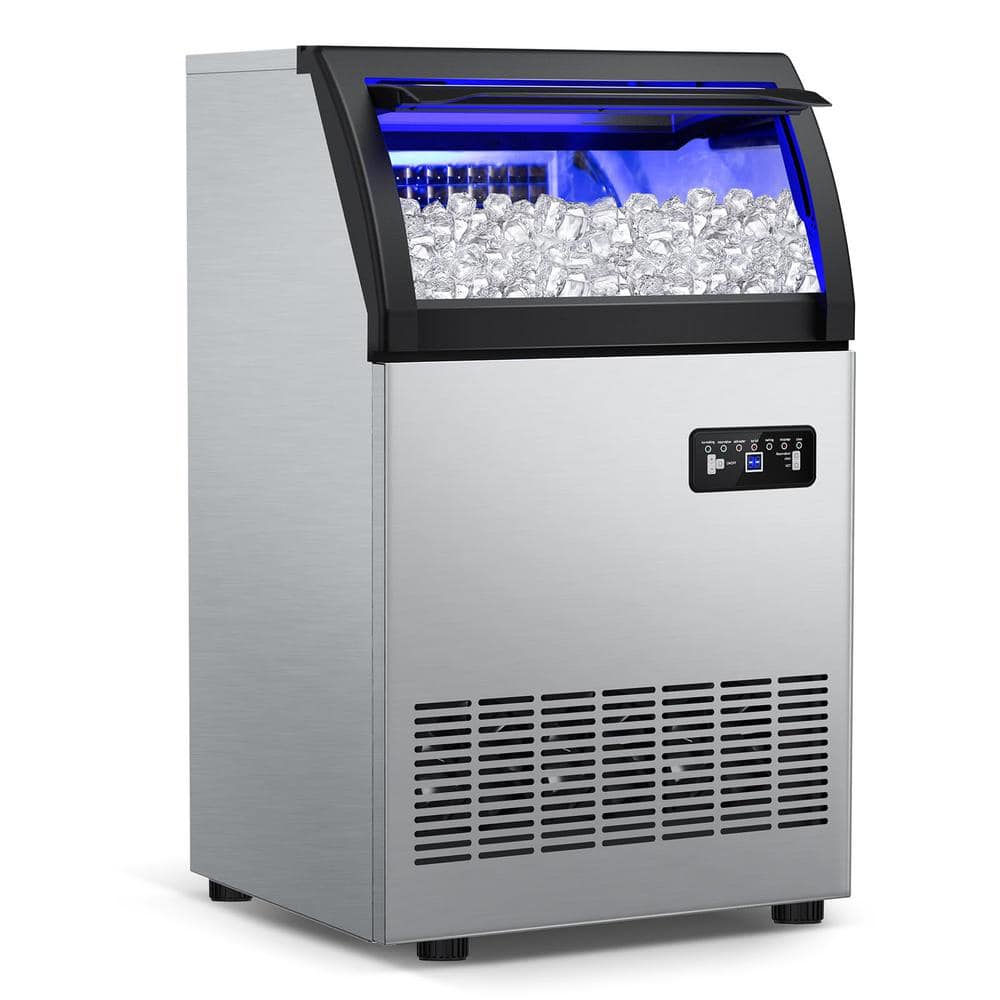 Commercial Ice Maker 19in. 200 lb./24 H Stainless Steel Freestanding Ice Maker Machine with Full Cube Production