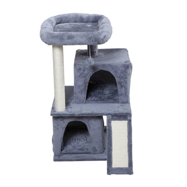 ANGELES HOME Double-layer cat Tree with cat house and ladder - light gray XH