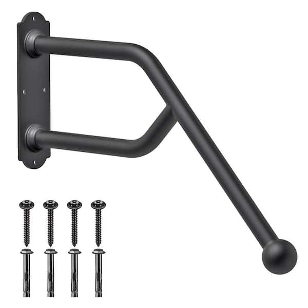 Angel Sar 2.17 ft. Metal Fully Welded Handrail Iron Handrail for Outdoor Steps Garage Railing Safety Grab Bar