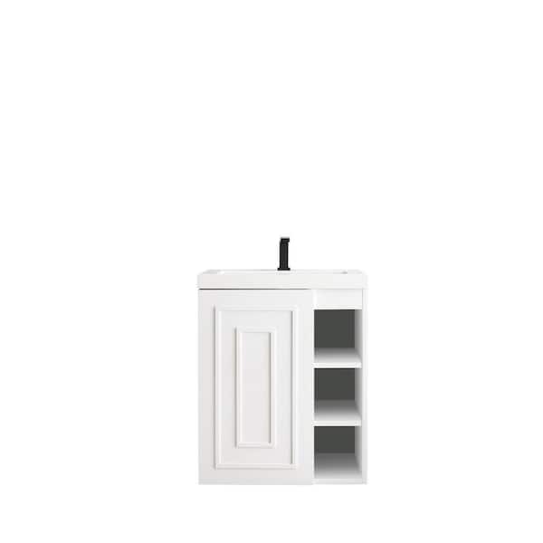 James Martin Vanities Alicante' 23.6 in. W x 18.3 in. D x 29.4 in. H Bath Vanity in Glossy White with White Glossy Resin Top