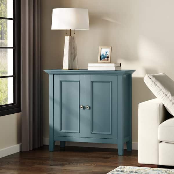 Amherst 32 in. Wide Solid Wood Low Storage Cabinet in French Blue