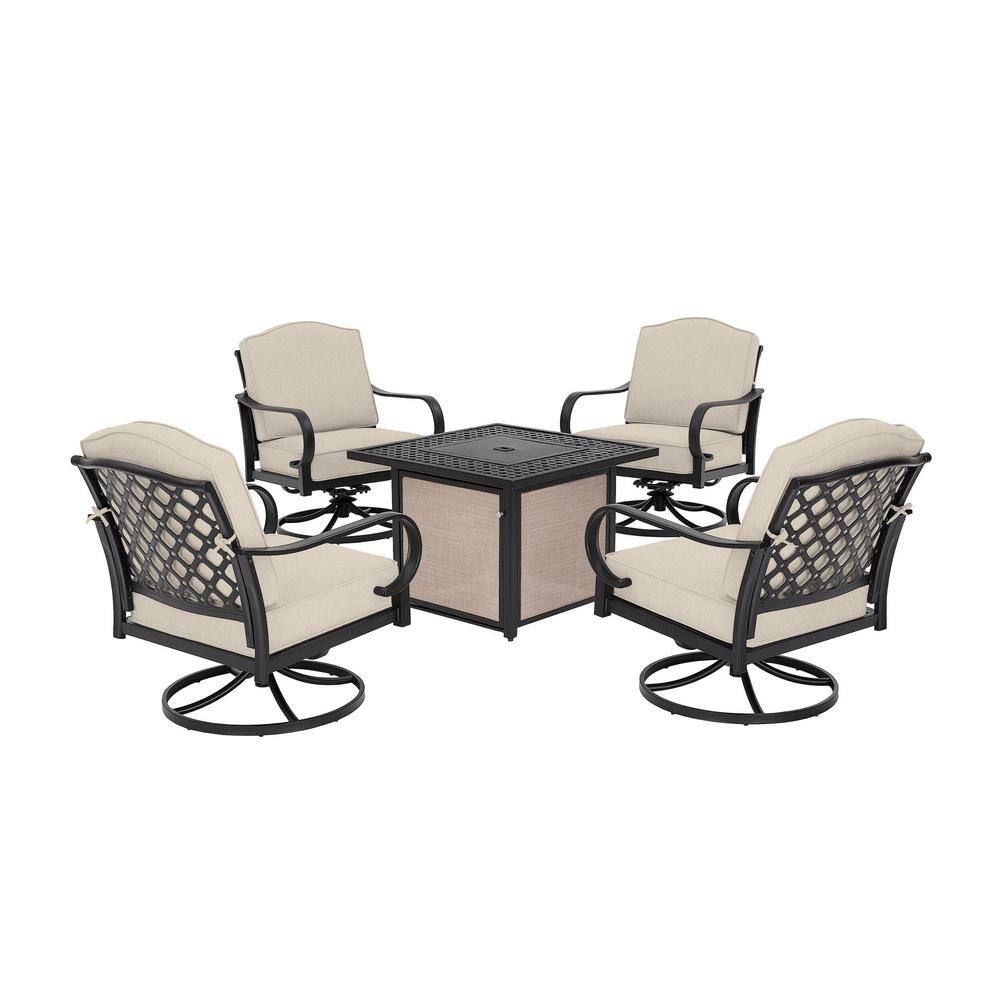 Hampton Bay Laurel Oaks Brown Piece Steel Patio Conversation Seating Set With Cushionguard