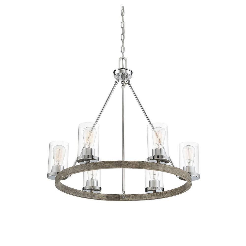 Greywood Chrome 5-Light Chandelier with Clear Glass Shades