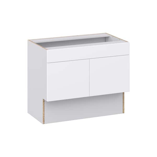 J COLLECTION Timberline 36 in. W x 21 in. D x 30 in. H Assembled Slab Accessible ADA Bath Sink Base Kitchen Cabinet in Bright White