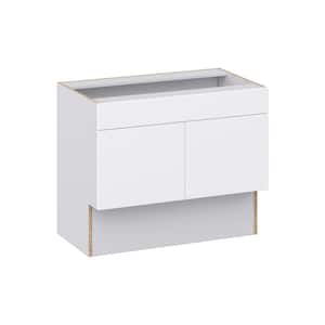 Fairhope Bright White Slab Assembled ADA Vanity Sink Base Cabinet With Removable Front (36 in. W x 30 in. H x 21 in. D)